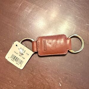 Vintage Coach Tan Leather Keychain with Dual Rings